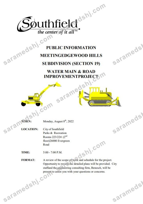 USA Michigan City of Southfield utility water and construction shut off notice, Word and PDF template, 3 pages 3